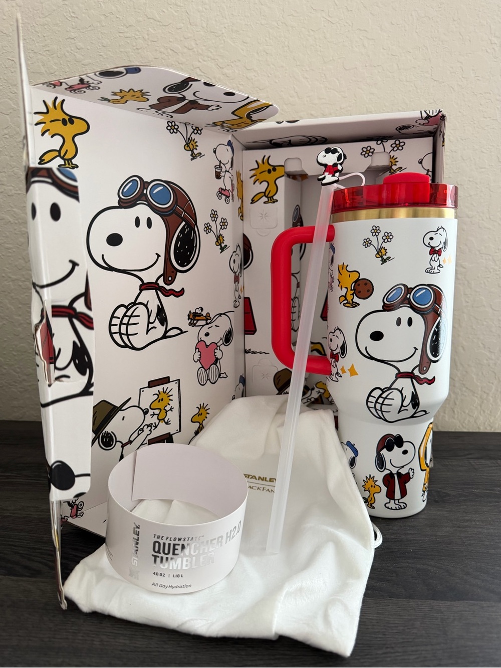 Snoopy & Woodstock 40 oz Tumbler Gift Set Red White – Last One
